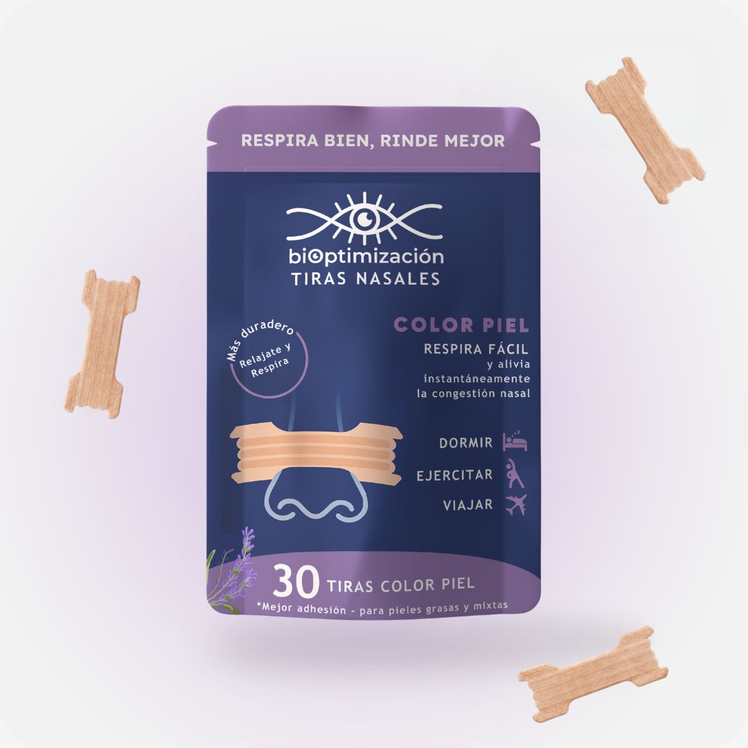 Tiras Nasales biOptimización - Variante Color Piel/Lavanda - Empaque 30 unidades - Respira bien, rinde mejor - Para dormir, ejercitar y viajar