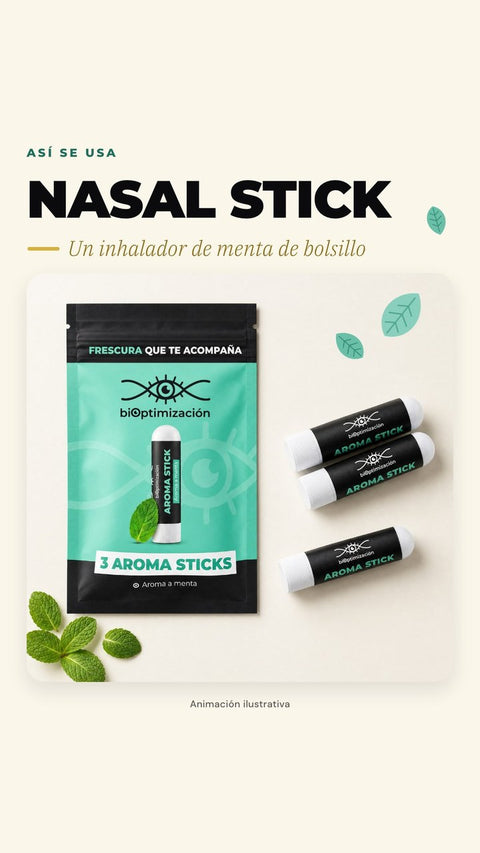 Animación ilustrativa: la bolsita del Nasal Stick y sus 3 tubitos