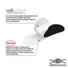 Tiras Nasales biOptimización - Infografía material SoftSense algodón hipoalergénico premium y adhesivo Henkel - sujeción fuerte en piel y barbas