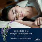 Tiras Nasales biOptimización - Variante Color Piel/Lavanda - Mujer durmiendo - Dile adiós a la congestión nocturna - Esencia de lavanda