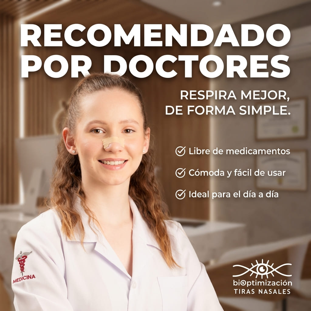 Tiras Nasales biOptimización - Recomendado por doctores - Libre de medicamentos, cómoda y fácil de usar - Respira mejor de forma simple