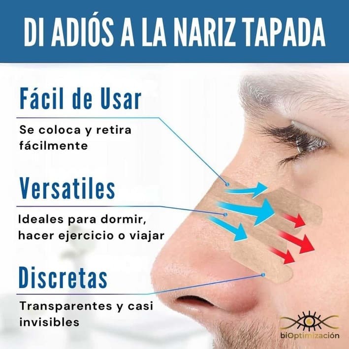 Tiras Nasales biOptimización - Variante Transparente - Di adiós a la nariz tapada - Fácil de usar, versátiles, discretas y casi invisibles
