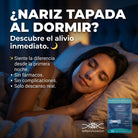 Tiras Nasales biOptimización - Variante Transparente - Mujer durmiendo con tira aplicada en nariz - ¿Nariz tapada al dormir? Alivio inmediato desde la primera noche, sin fármacos