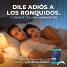 Tiras Nasales biOptimización - Variante Transparente - Pareja durmiendo plácidamente - Dile adiós a los ronquidos, tu pareja te lo va a agradecer