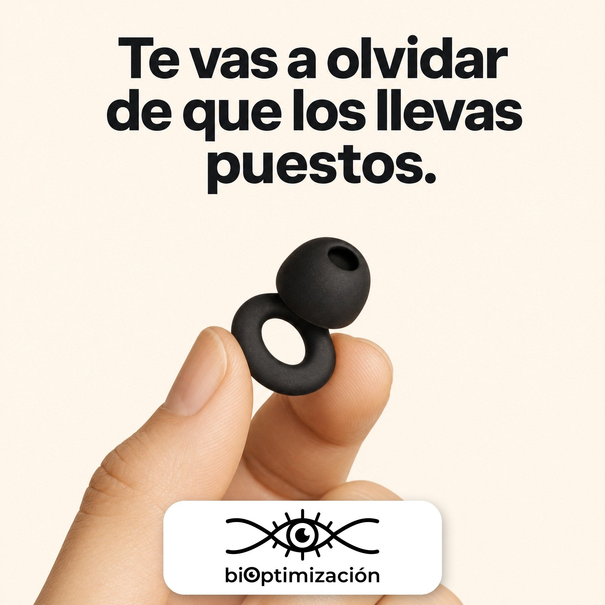 Tapones para dormir biOptimización sostenidos entre dos dedos